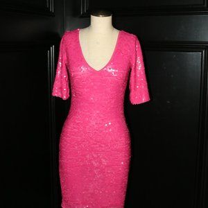 Pink BCBG V-neck sequence dress